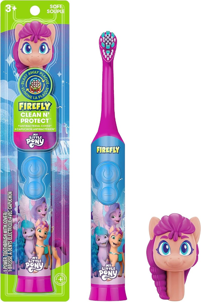 Firefly Clean N' Protect My Little Pony Power Toothbrush with 3D Character Cover, Soft Bristles, Battery Included, Ages 3+ - Image 1